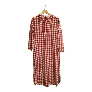 Sleep Sense Christmas Tree Red & White Checkered Flannel Dress Women’s Small